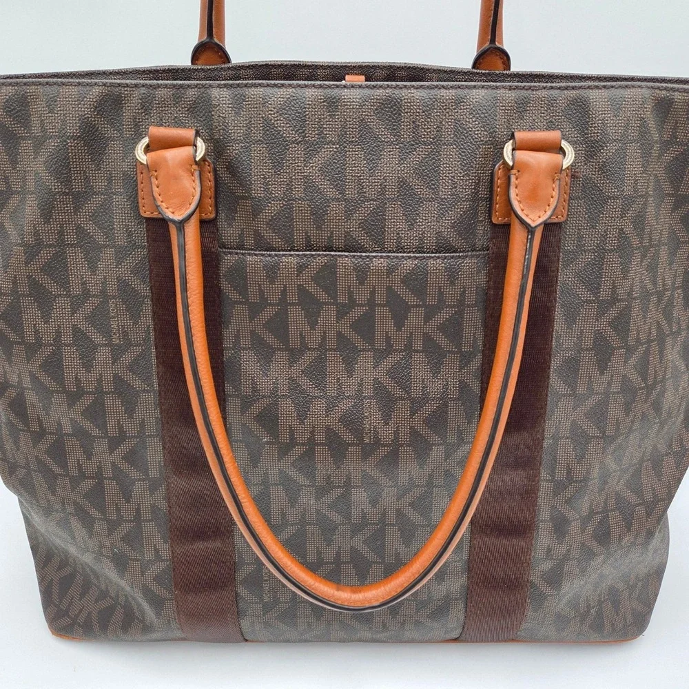 Michael Kors Signature MK Travel Shoulder Bag XL Tote‎ Dark Brown Carry On
